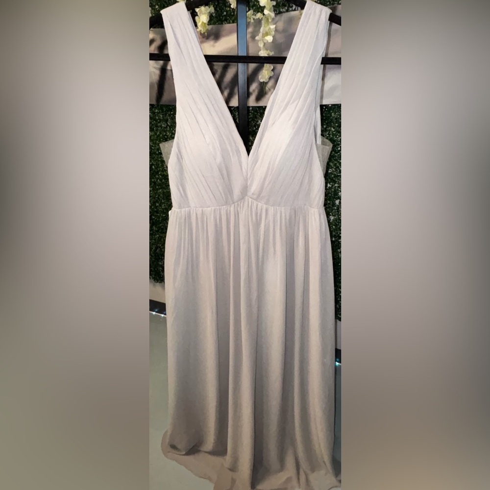 Azazie Cloud Grey Maxi Dress